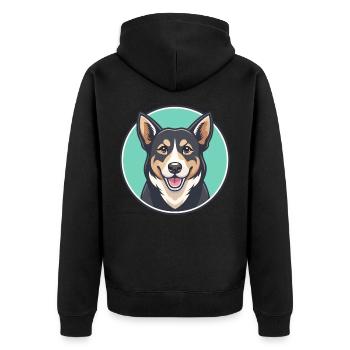 Schwarz Tan Hund Rasse Cartoon Kawaii Clipart Tier - Unisex Premium Bio Zip Hoodie - Schwarz - Hinten - Nico (187cm)