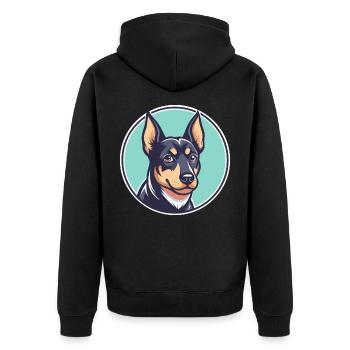 Schwarzer Und Tan Terrier Hund Rasse Cartoon Kawaii Haustier - Unisex Premium Bio Zip Hoodie - Schwarz - Hinten - Nico (187cm)