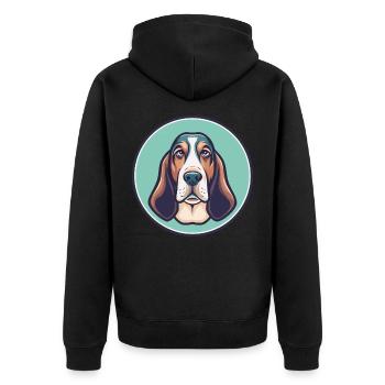 Blue Gascony Basset Dog Breed Funny Cartoon Kawaii - Unisex Premium Organic Zip Hoodie - black - Back - Nico (187cm)