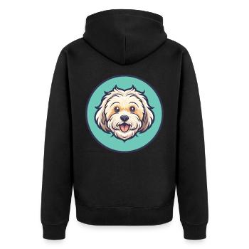 Bolognaise Chien Race Dessin Animé Kawaii Clipart Animal - Veste à capuche bio Premium Unisexe - noir - Dos - Nico (187cm)