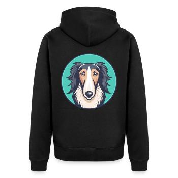 Barzoï Chien Race Dessin Animé Kawaii Clipart Animal Animal Pet - Veste à capuche bio Premium Unisexe - noir - Dos - Nico (187cm)