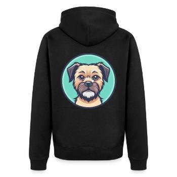 Border Terrier Dog Breed Cartoon Kawaii Clipart - Unisex Premium Organic Zip Hoodie - black - Back - Nico (187cm)