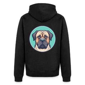 Dogue brésilien chien race dessin animé Kawaii Clipart - Veste à capuche bio Premium Unisexe - noir - Dos - Nico (187cm)