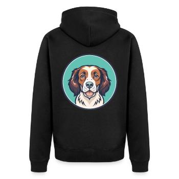 Bretagne Chien Race Coloré Dessin animé Kawaii Clipart - Veste à capuche bio Premium Unisexe - noir - Dos - Nico (187cm)