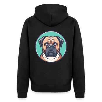 Bullmastiff Chien Race Drôle Dessin animé Kawaii Clipart - Veste à capuche bio Premium Unisexe - noir - Dos - Nico (187cm)