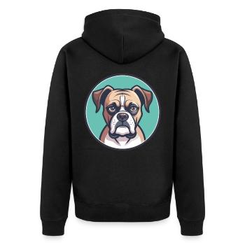 Boxer Hund Rasse Cartoon Kawaii Clipart Tier Haustier - Unisex Premium Bio Zip Hoodie - Schwarz - Hinten - Nico (187cm)