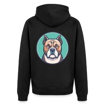 Bulle Boxer Hund Rasse Karikatur Kawaii Clipart Tier - Unisex Premium Bio Zip Hoodie - Schwarz - Hinten - Nico (187cm)