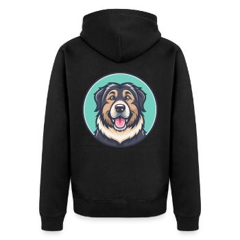 Caucasian Ovcharka Dog Breed Cartoon Kawaii - Unisex Premium Organic Zip Hoodie - black - Back - Nico (187cm)