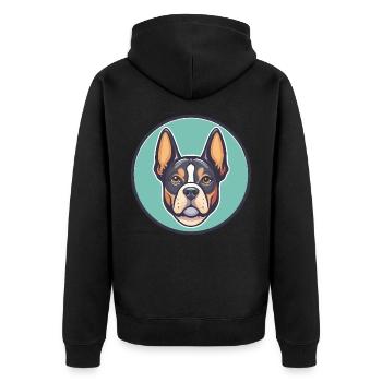 Braque Saint Germain Hunderasse Cartoon Kawaii Haustier - Unisex Premium Bio Zip Hoodie - Schwarz - Hinten - Nico (187cm)