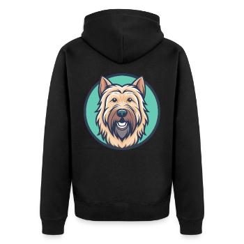 Briard Hund Rasse Cartoon Kawaii Clipart Tier Haustier - Unisex Premium Bio Zip Hoodie - Schwarz - Hinten - Nico (187cm)