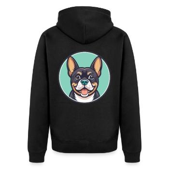 Cao De Castro Laboreiro Hunderasse Karikatur Kawaii - Unisex Premium Bio Zip Hoodie - Schwarz - Hinten - Nico (187cm)