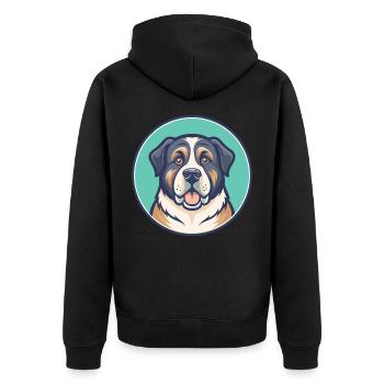 Chien de berger d’Asie centrale Race Dessin animé Kawaii - Veste à capuche bio Premium Unisexe - noir - Dos - Nico (187cm)