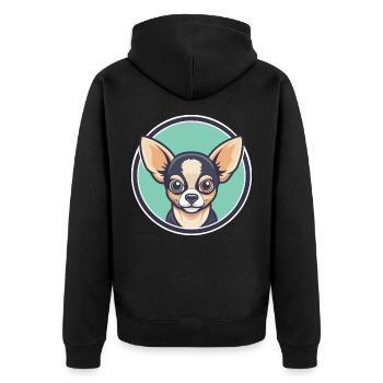 Chihuahua Dog Breed Cartoon Kawaii Clipart Animal - Unisex Premium Organic Zip Hoodie - black - Back - Nico (187cm)