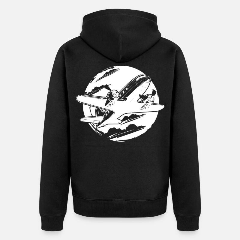 Dessin d’avion - Veste à capuche bio Premium Unisexe - noir