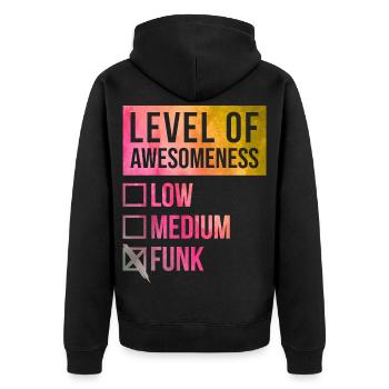Funk - Unisex Premium Bio Zip Hoodie - Schwarz - Hinten - Nico (187cm)