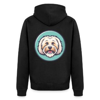 Coton De Tulear Hunderasse Cartoon Kawaii Clipart - Unisex Premium Bio Zip Hoodie - Schwarz - Hinten - Nico (187cm)