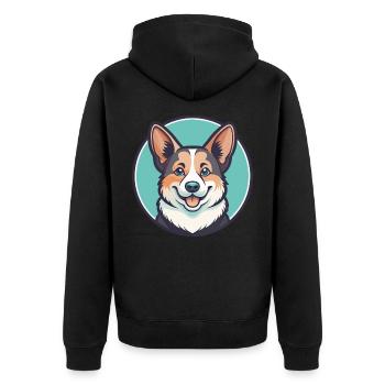 Corgi Chien Race Dessin animé Kawaii Clipart Animal de compagnie - Veste à capuche bio Premium Unisexe - noir - Dos - Nico (187cm)