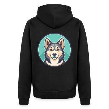Chinook Hunderasse Cartoon Figur Kawaii Clipart - Unisex Premium Bio Zip Hoodie - Schwarz - Hinten - Nico (187cm)