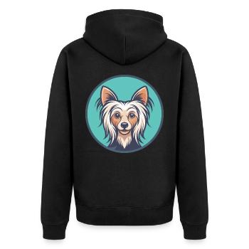 Chinesische Schopfhundrasse Karikatur Kawaii Clipart - Unisex Premium Bio Zip Hoodie - Schwarz - Hinten - Nico (187cm)