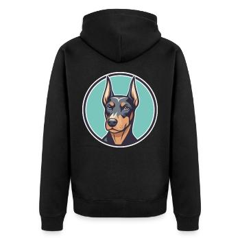 Doberman Chien Race Coloré Dessin animé Kawaii Clipart - Veste à capuche bio Premium Unisexe - noir - Dos - Nico (187cm)