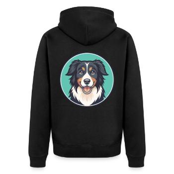 English Shepherd Dog Breed Cartoon Kawaii Clipart - Unisex Premium Organic Zip Hoodie - black - Back - Nico (187cm)