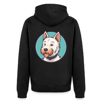 Englischer weißer Terrier Hund Rasse Cartoon Kawaii Haustier - Unisex Premium Bio Zip Hoodie - Schwarz - Hinten - Nico (187cm)