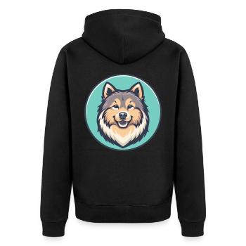 Eurasier Hund Rasse Bunt Karikatur Kawaii Clipart - Unisex Premium Bio Zip Hoodie - Schwarz - Hinten - Nico (187cm)