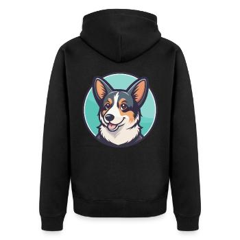 Cur Dog Breed Cartoon Kawaii Clipart Illustration - Unisex Premium Organic Zip Hoodie - black - Back - Nico (187cm)