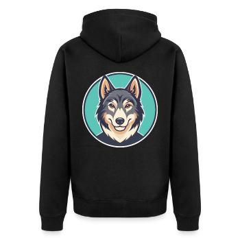 Tchécoslovaque chien-loup chien race dessin animé Kawaii animal de compagnie - Veste à capuche bio Premium Unisexe - noir - Dos - Nico (187cm)