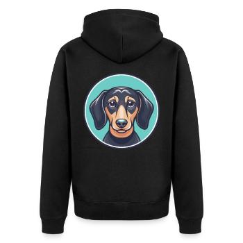 Dackel Hund Rasse Cartoon Kawaii Clipart Tier - Unisex Premium Bio Zip Hoodie - Schwarz - Hinten - Nico (187cm)