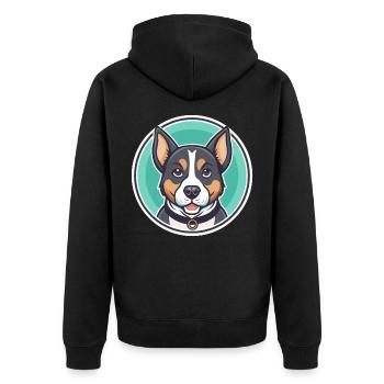 Drever Hund Rasse Cartoon Kawaii Clipart Tier Haustier - Unisex Premium Bio Zip Hoodie - Schwarz - Hinten - Nico (187cm)