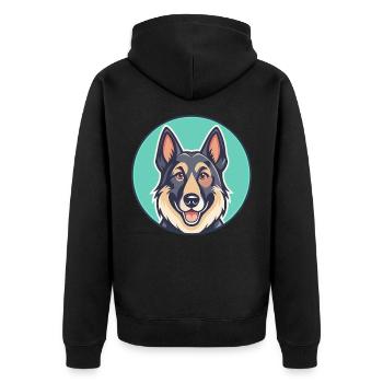 Berger d’Europe de l’Est Race Dessin animé Kawaii - Veste à capuche bio Premium Unisexe - noir - Dos - Nico (187cm)