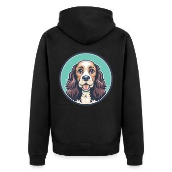 Englischer Cocker Spaniel Hunderasse Karikatur Kawaii - Unisex Premium Bio Zip Hoodie - Schwarz - Hinten - Nico (187cm)