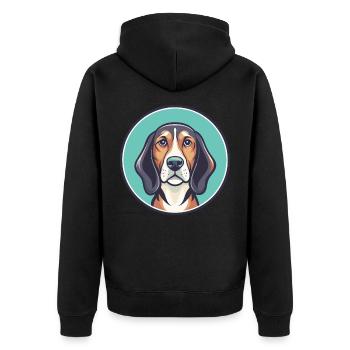 Chien de chasse finlandais race dessin animé Kawaii Clipart animal de compagnie - Veste à capuche bio Premium Unisexe - noir - Dos - Nico (187cm)