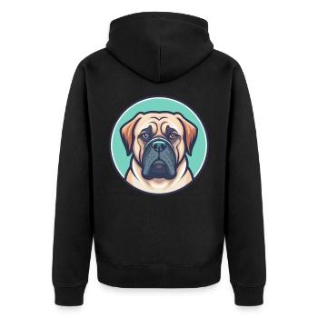Englische Dogge Hund Rasse Karikatur Kawaii Clipart - Unisex Premium Bio Zip Hoodie - Schwarz - Hinten - Nico (187cm)