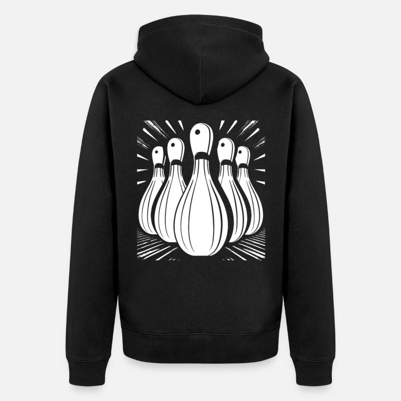 Graphiques de bowling - Veste à capuche bio Premium Unisexe - noir