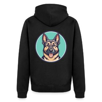 Chien de chasse allemand race dessin animé Kawaii Clipart animal de compagnie - Veste à capuche bio Premium Unisexe - noir - Dos - Nico (187cm)