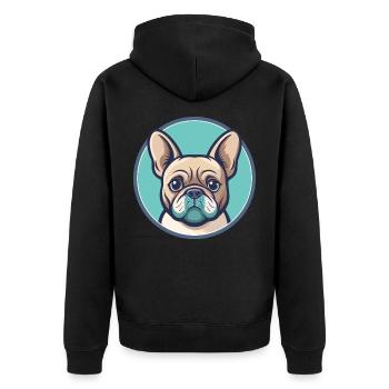 Bouledogue Français Chien Race Dessin animé Kawaii Clipart - Veste à capuche bio Premium Unisexe - noir - Dos - Nico (187cm)