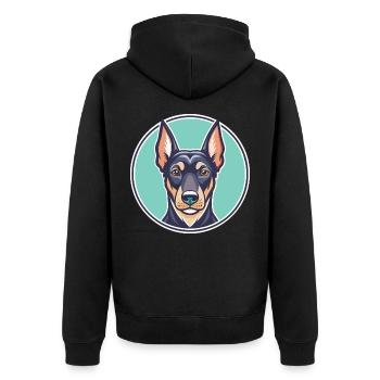 Deutscher Jagdterrier Hunderasse Karikatur Kawaii - Unisex Premium Bio Zip Hoodie - Schwarz - Hinten - Nico (187cm)