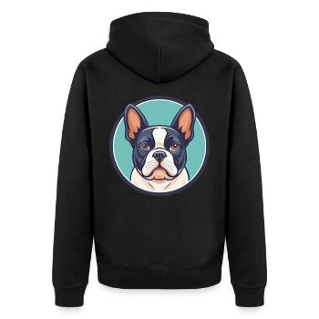 Grand Anglo Français Blanc Et Noir Chien Dessin Animé Animal De Compagnie - Veste à capuche bio Premium Unisexe - noir - Dos - Nico (187cm)