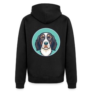 Frisian Pointing Dog Breed Cartoon Kawaii Clipart - Unisex Premium Organic Zip Hoodie - black - Back - Nico (187cm)