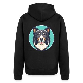 Georgischer Schäferhund Rasse Karikatur Kawaii Clipart - Unisex Premium Bio Zip Hoodie - Schwarz - Hinten - Nico (187cm)