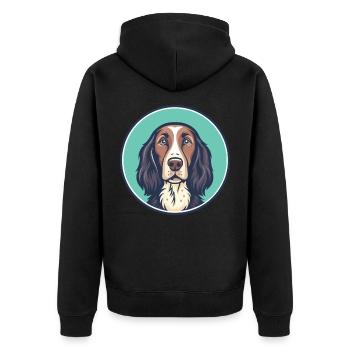 Deutsch Langhaar Vorstehhund Rasse Karikatur Kawaii - Unisex Premium Bio Zip Hoodie - Schwarz - Hinten - Nico (187cm)