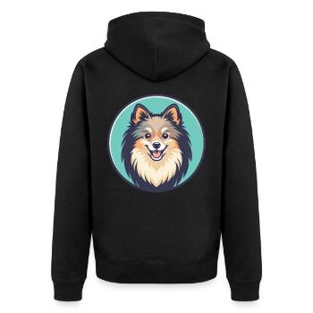 Deutsche Spitz Hunderasse Cartoon Kawaii Clipart Haustier - Unisex Premium Bio Zip Hoodie - Schwarz - Hinten - Nico (187cm)