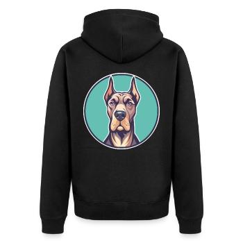 Deutsche Dogge Hunderasse Cartoon Kawaii Clipart Tier - Unisex Premium Bio Zip Hoodie - Schwarz - Hinten - Nico (187cm)
