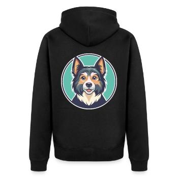 Gonczy Polski Hund Rasse Cartoon Kawaii Clipart Haustier - Unisex Premium Bio Zip Hoodie - Schwarz - Hinten - Nico (187cm)