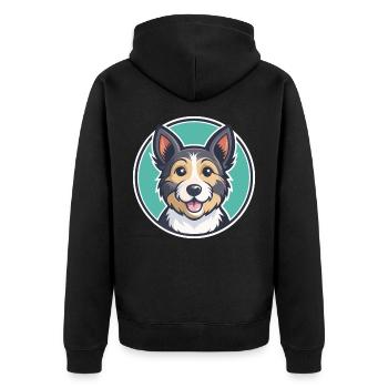 Möwe Terrier Hund Rasse Cartoon Kawaii Clipart Haustier - Unisex Premium Bio Zip Hoodie - Schwarz - Hinten - Nico (187cm)