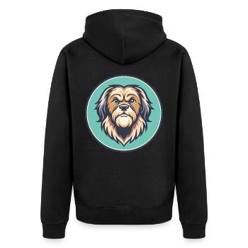 Griffon Nivernais Chien Race Dessin animé Kawaii Clipart - Veste à capuche bio Premium Unisexe - noir - Dos - Nico (187cm)