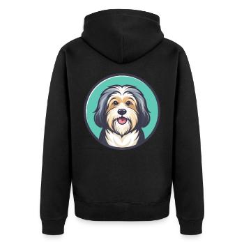 Havaneser Hunderasse Bunte Karikatur Kawaii Clipart - Unisex Premium Bio Zip Hoodie - Schwarz - Hinten - Nico (187cm)