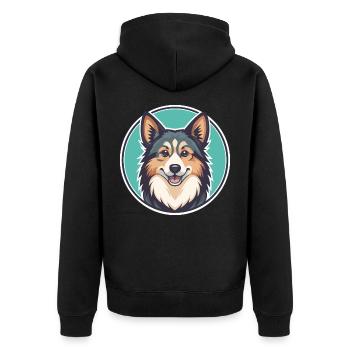 Chien de berger islandais Race de chien Dessin animé Kawaii - Veste à capuche bio Premium Unisexe - noir - Dos - Nico (187cm)